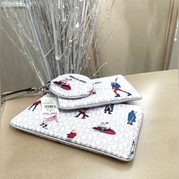 Michael Kors Collection White Patterned Clutch Set